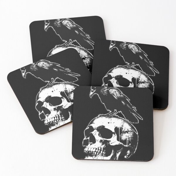 Item preview, Dark Art Crows Raven Bird with Skull Bones Vintage Old School Tattoo designed and sold by MORSPECTIVE.