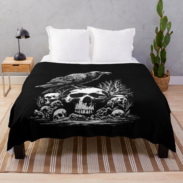 Item preview, Dark Art Crows Raven Bird with Skull Bones Vintage Old School Tattoo designed and sold by MORSPECTIVE.