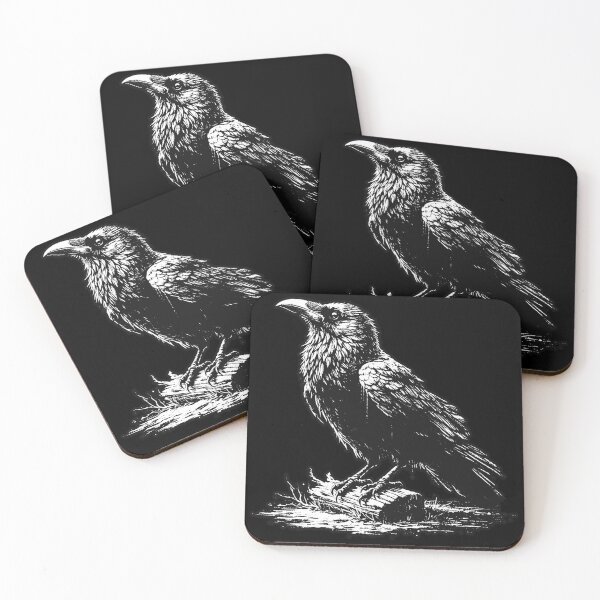 Item preview, Dark Art Crows Raven Bird with Skull Bones Vintage Old School Tattoo designed and sold by MORSPECTIVE.
