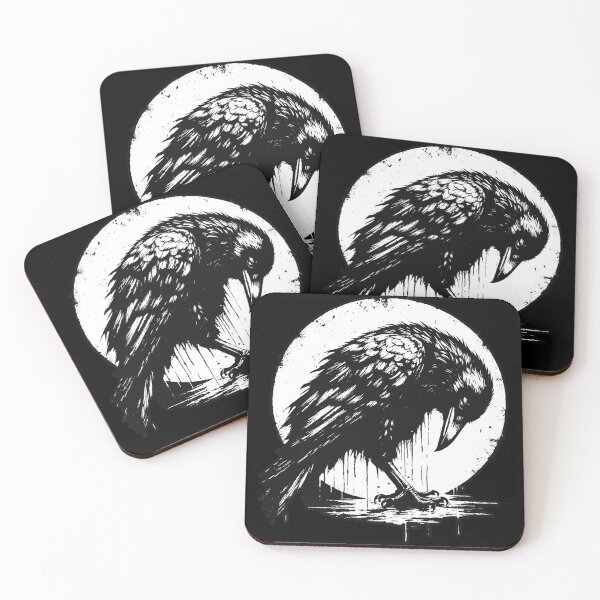 Item preview, Dark Art Crows Raven Bird with Skull Bones Vintage Old School Tattoo designed and sold by MORSPECTIVE.