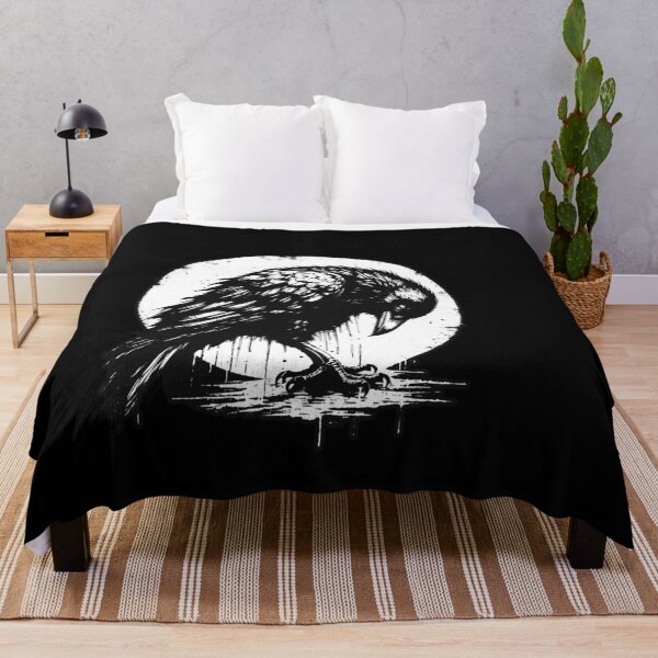 Item preview, Dark Art Crows Raven Bird with Skull Bones Vintage Old School Tattoo designed and sold by MORSPECTIVE.