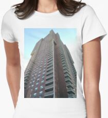 Tower block, High-rise building, Happiness, Building, Skyscraper, New York, Manhattan, Street, Pedestrians, Cars, Towers, morning, trees, subway, station, Spring, flowers, Brooklyn Women's Fitted T-Shirt