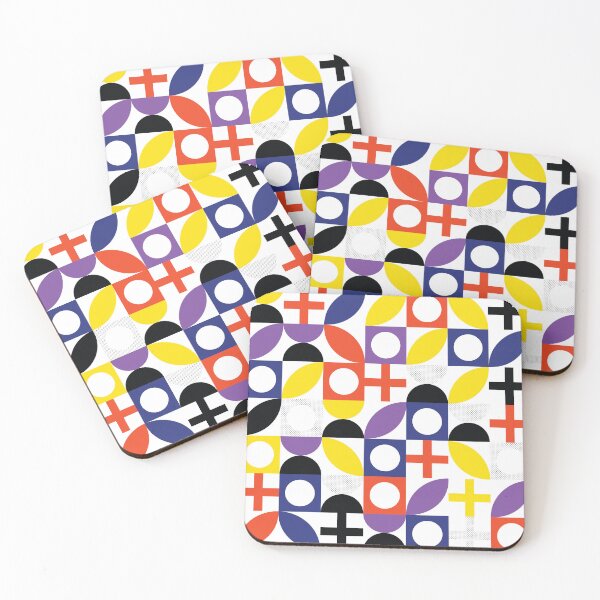 Item preview, Bauhaus Pattern 2 red blue purple & yellow shapes pattern designed and sold by LD ART.