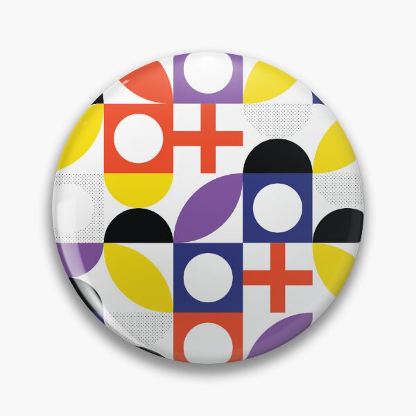 Item preview, Bauhaus Pattern 2 red blue purple & yellow shapes pattern designed and sold by LD ART.
