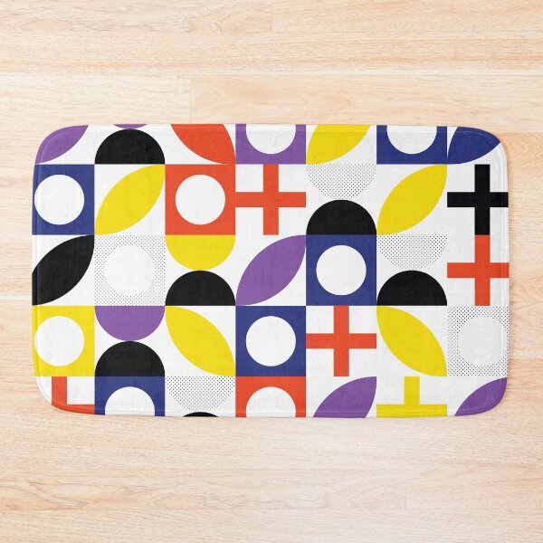 Item preview, Bauhaus Pattern 2 red blue purple & yellow shapes pattern designed and sold by LD ART.