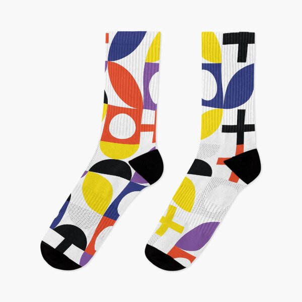 Item preview, Bauhaus Pattern 2 red blue purple & yellow shapes pattern designed and sold by LD ART.