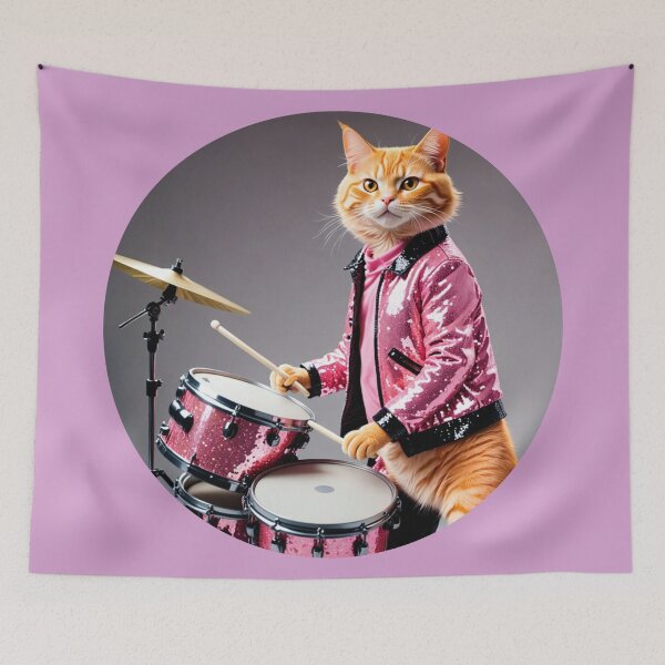 Item preview, Disco drummer orange cat  designed and sold by Artbellachi.