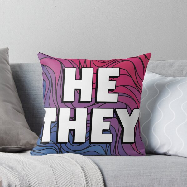 Item preview, He/They Pronoun Badge on Bi Pride Colours designed and sold by TheCornerOnline.