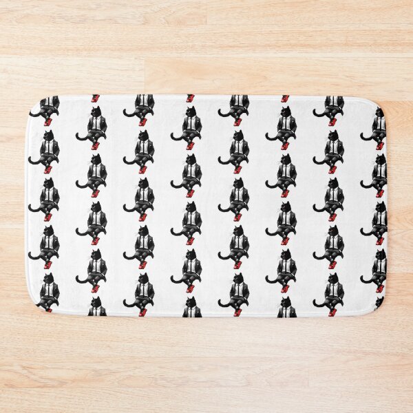 Item preview, Black cat in white pants, black tie, and red shoes, looking over its shoulder designed and sold by BlackCatspet1.