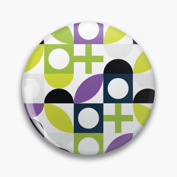 Item preview, Bauhaus Pattern 3 green blue purple & lime shapes pattern designed and sold by LD ART.
