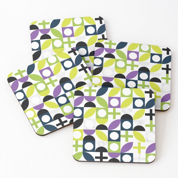 Item preview, Bauhaus Pattern 3 green blue purple & lime shapes pattern designed and sold by LD ART.