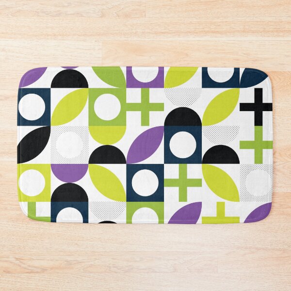 Item preview, Bauhaus Pattern 3 green blue purple & lime shapes pattern designed and sold by LD ART.