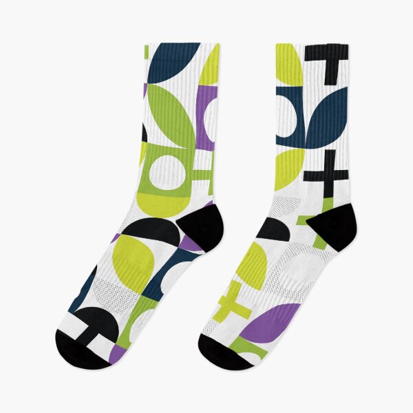 Item preview, Bauhaus Pattern 3 green blue purple & lime shapes pattern designed and sold by LD ART.
