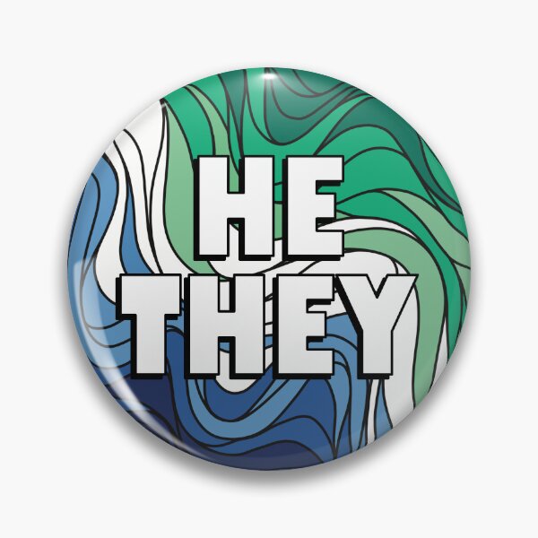 Item preview, He/They Pronoun Badge on MLM (Men Loving Men) Pride Colours designed and sold by TheCornerOnline.