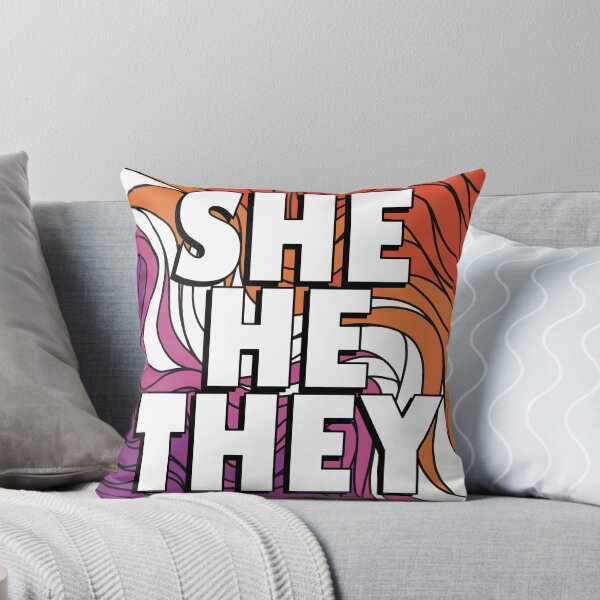 Item preview, She/He/They Pronoun Badge on Lesbian Pride Colours designed and sold by TheCornerOnline.