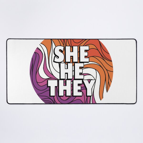Item preview, She/He/They Pronoun Badge on Lesbian Pride Colours designed and sold by TheCornerOnline.