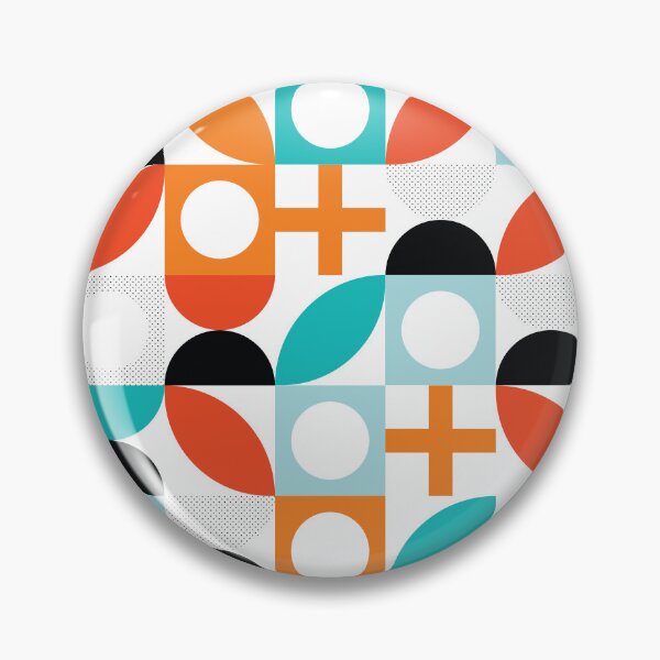 Item preview, Bauhaus Pattern 4 red green blue orange & mint shapes pattern designed and sold by LD ART.