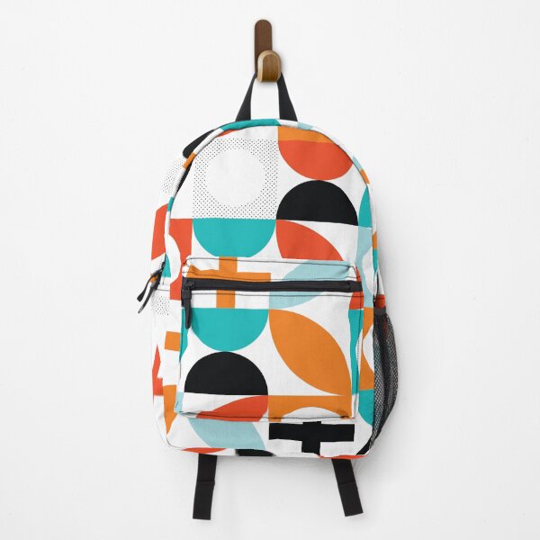 Item preview, Bauhaus Pattern 4 red green blue orange & mint shapes pattern designed and sold by LD ART.
