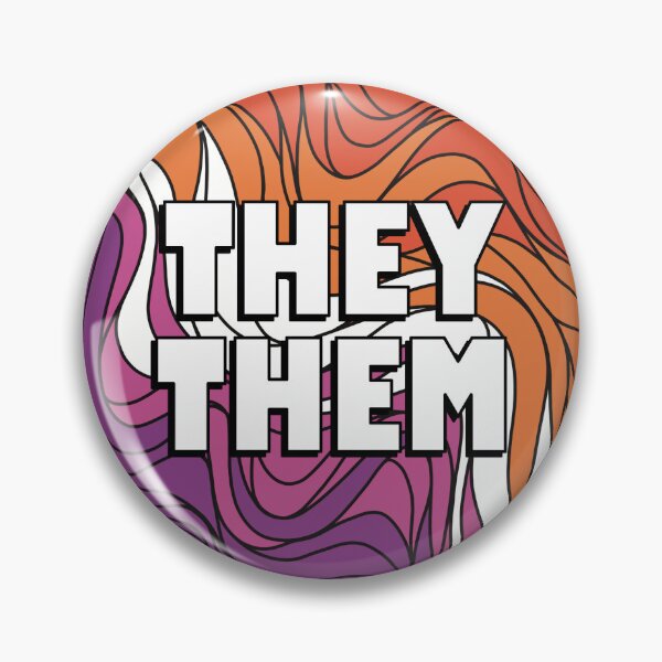 Item preview, They/Them Pronoun Badge on Lesbian Pride Colours designed and sold by TheCornerOnline.