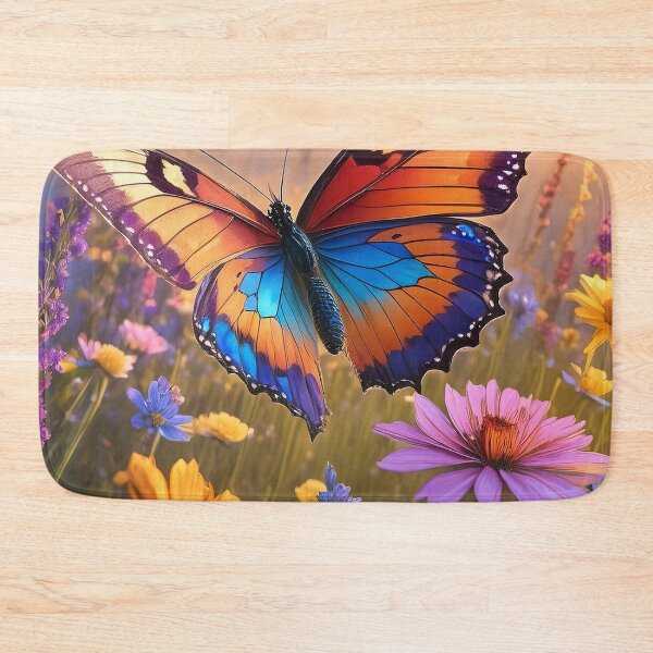 Item preview, Butterfly flying over a meadow of flowers. designed and sold by PixelParadies.