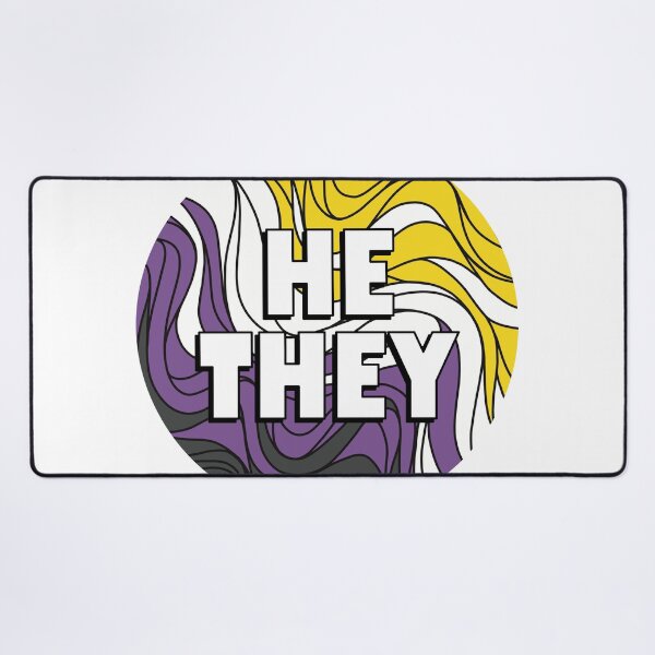 Item preview, He/They Pronoun Badge on Non Binary Pride Colours designed and sold by TheCornerOnline.