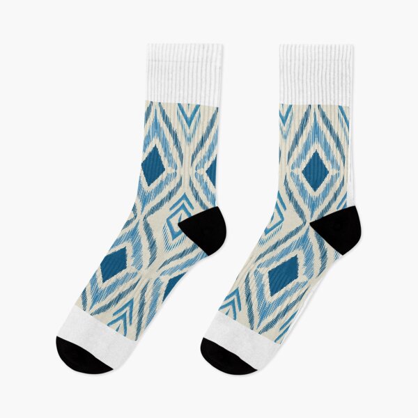 Item preview, Blue and beige ikat pattern designed and sold by Opart Srinok.