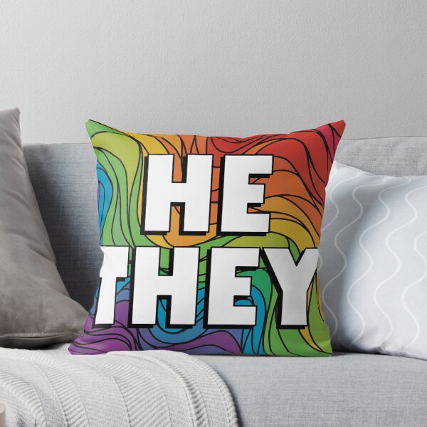 Item preview, He/They Pronoun Badge on Rainbow Pride Colours designed and sold by TheCornerOnline.