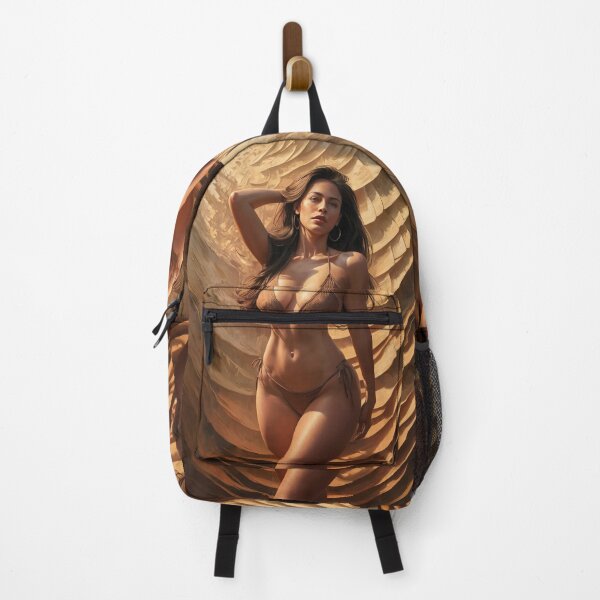 Item preview, Beautiful Young Lady Posing in Brown Bikini Against Brown Fabric Background, Enlightened by the Warm Light of the Sun designed and sold by RvinJo8.