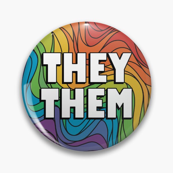 Item preview, They/Them Pronoun Badge on Rainbow Pride Colours designed and sold by TheCornerOnline.