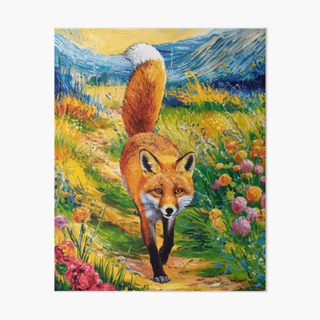 Item preview, Fox Portrait. Spring season, floral fox, vintage fox, fox painting, Vincent van Gogh style designed and sold by FoxVibes.