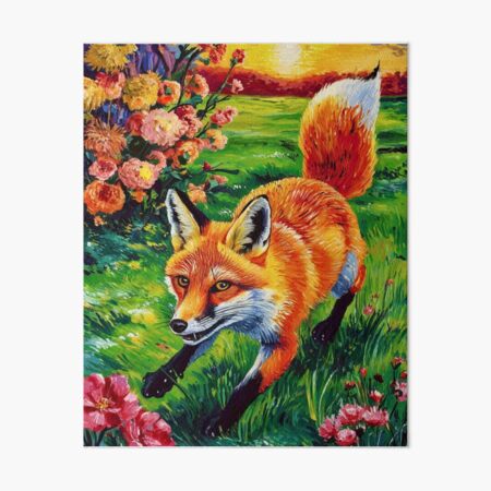 Item preview, Fox Portrait. Spring season, floral fox, vintage fox, fox painting, Vincent van Gogh style designed and sold by FoxVibes.