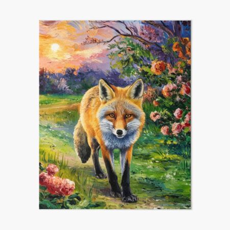 Item preview, Fox Portrait. Spring season, floral fox, vintage fox, fox painting, Vincent van Gogh style designed and sold by FoxVibes.