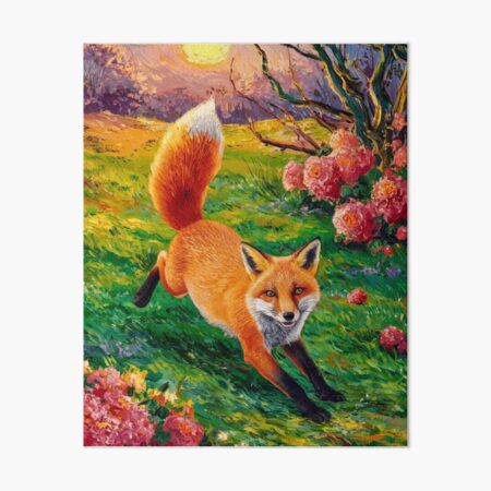 Item preview, Fox Portrait. Spring season, floral fox, vintage fox, fox painting, Vincent van Gogh style designed and sold by FoxVibes.