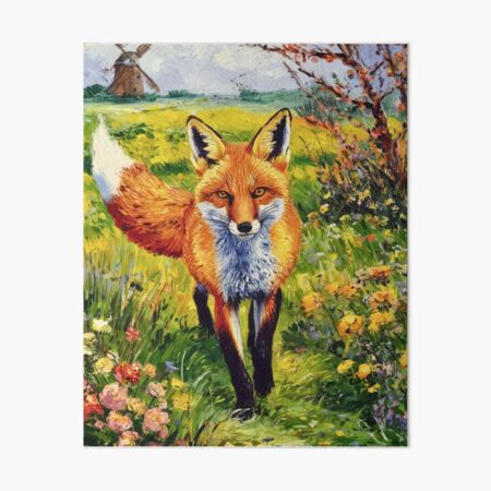 Item preview, Fox Portrait. Spring season, floral fox, vintage fox, fox painting, Vincent van Gogh style designed and sold by FoxVibes.