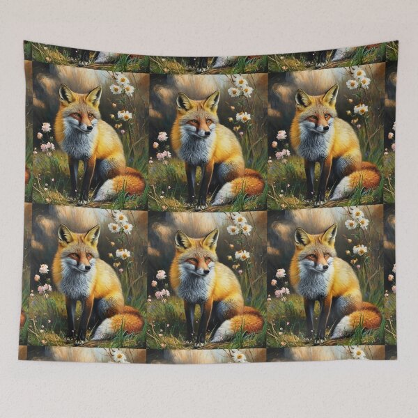 Artikelvorschau, Fuchs-Portrait. Frühlingszeit, Blumenfuchs, Vintage-Fuchs, Fuchs-Malerei, Vincent van Gogh-Stil entworfen und verkauft von FoxVibes.