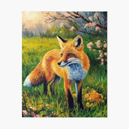 Item preview, Fox Portrait. Spring season, floral fox, vintage fox, fox painting, Vincent van Gogh style designed and sold by FoxVibes.
