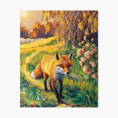 Item preview, Fox Portrait. Spring season, floral fox, vintage fox, fox painting, Vincent van Gogh style designed and sold by FoxVibes.