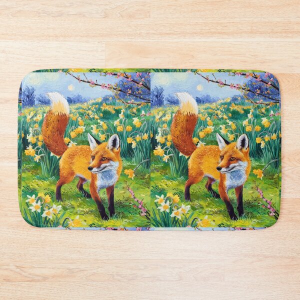 Artikelvorschau, Fuchs-Portrait. Frühlingszeit, Blumenfuchs, Vintage-Fuchs, Fuchs-Malerei, Vincent van Gogh-Stil entworfen und verkauft von FoxVibes.