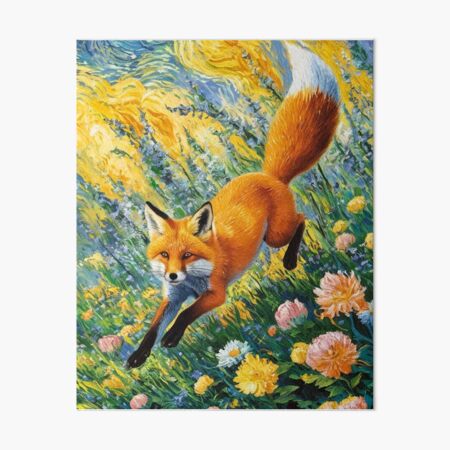Item preview, Fox Portrait. Spring season, floral fox, vintage fox, fox painting, Vincent van Gogh style designed and sold by FoxVibes.