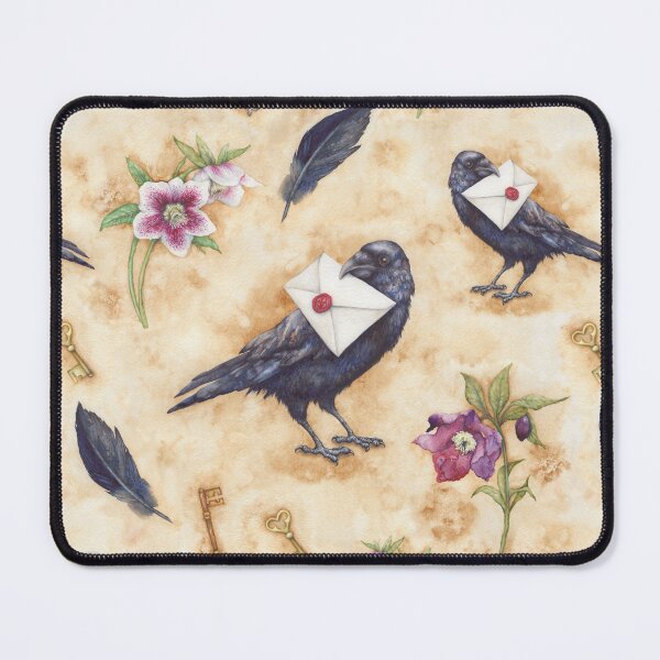 Item preview, Ravens with Secrets - corvids, keys, sealed envelopes and hellebores designed and sold by Katy Jones.