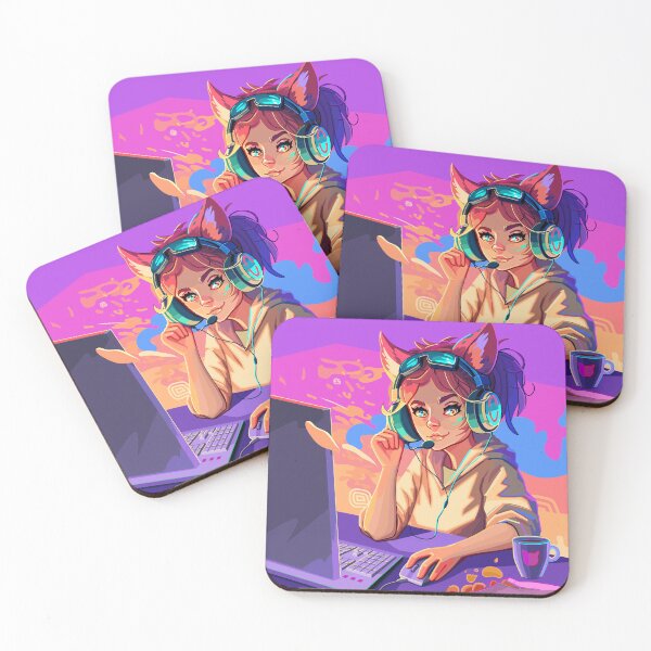 Item preview, Girl gamer with a cat ears headset designed and sold by Ekaterina Glazkova.