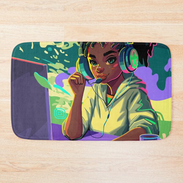 Item preview, African girl gamer  designed and sold by Ekaterina Glazkova.