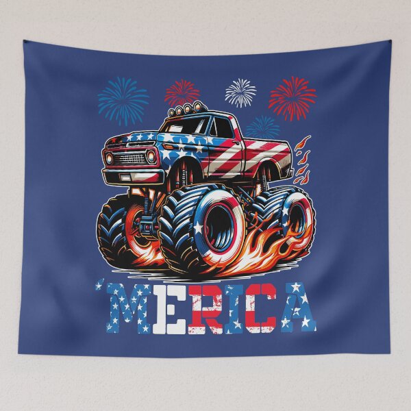 Item preview, AMERICA American Flag Monster Truck Fireworks 4th Of July designed and sold by Margival.