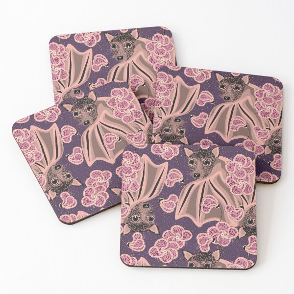 Item preview, Bat in abstract flowers on a purple background designed and sold by Alex  Blud.
