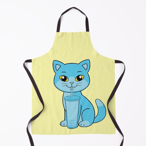 Item preview, Blue cat drinking bubble tea designed and sold by UniqueDesignHub.