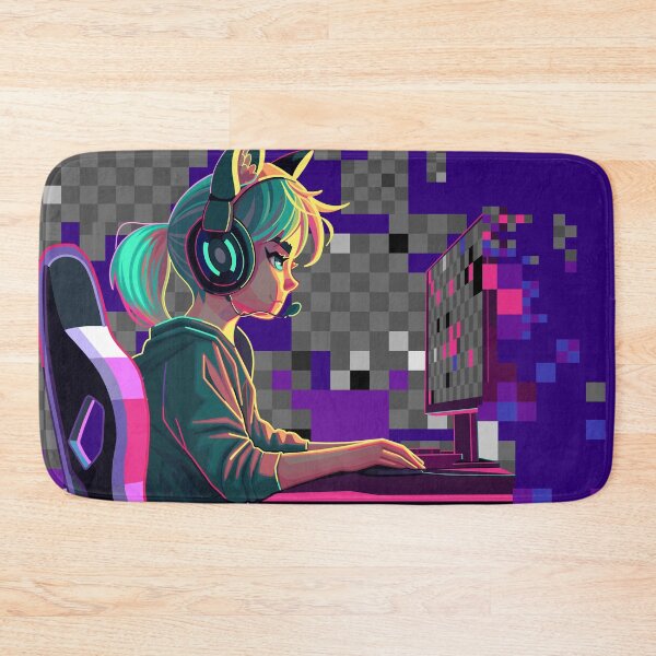 Item preview, Girl programmer with a cat ears headset  designed and sold by Ekaterina Glazkova.