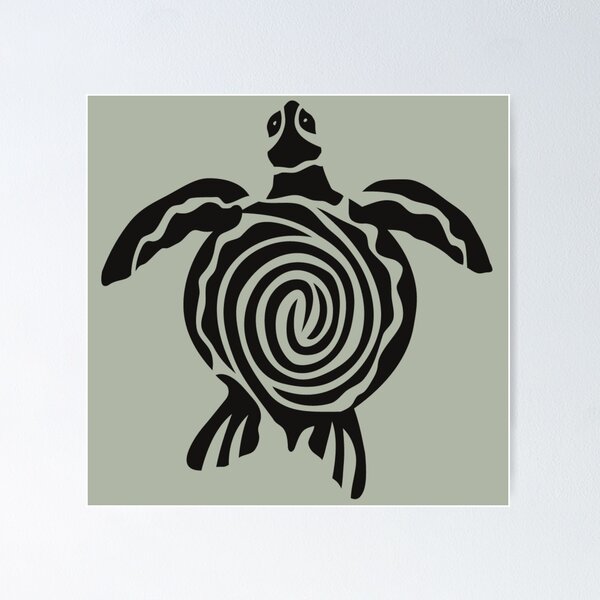 Item preview, Minimalistic line art of a swimming ocean sea turtle from above illustration designed and sold by The Red Shop.