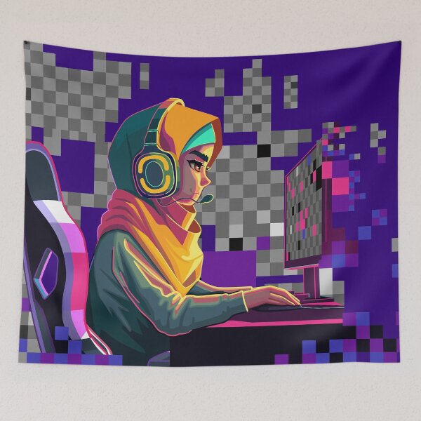 Item preview, Muslim girl gamer or streamer in a hijab designed and sold by Ekaterina Glazkova.