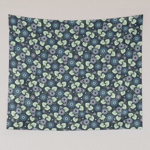 Item preview, Copy of Graphic leaves and flowers on a dark emerald background designed and sold by Alex  Blud.