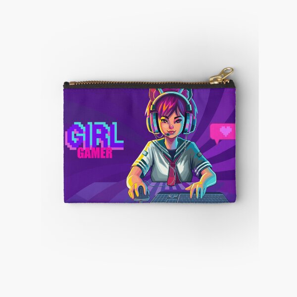Item preview, Asian girl gamer or streamer with with cat ears headset designed and sold by Ekaterina Glazkova.